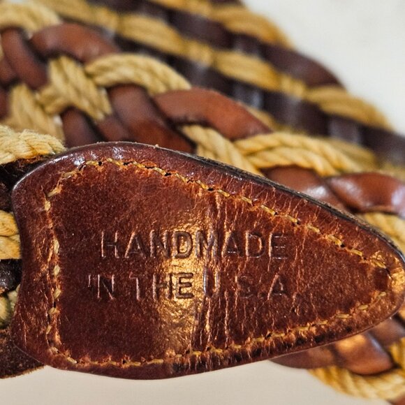 Vtg Crookhorn Davis Mens Braided Leather & Cotton Cord Belt Size 40 Handmade USA - Picture 7 of 10